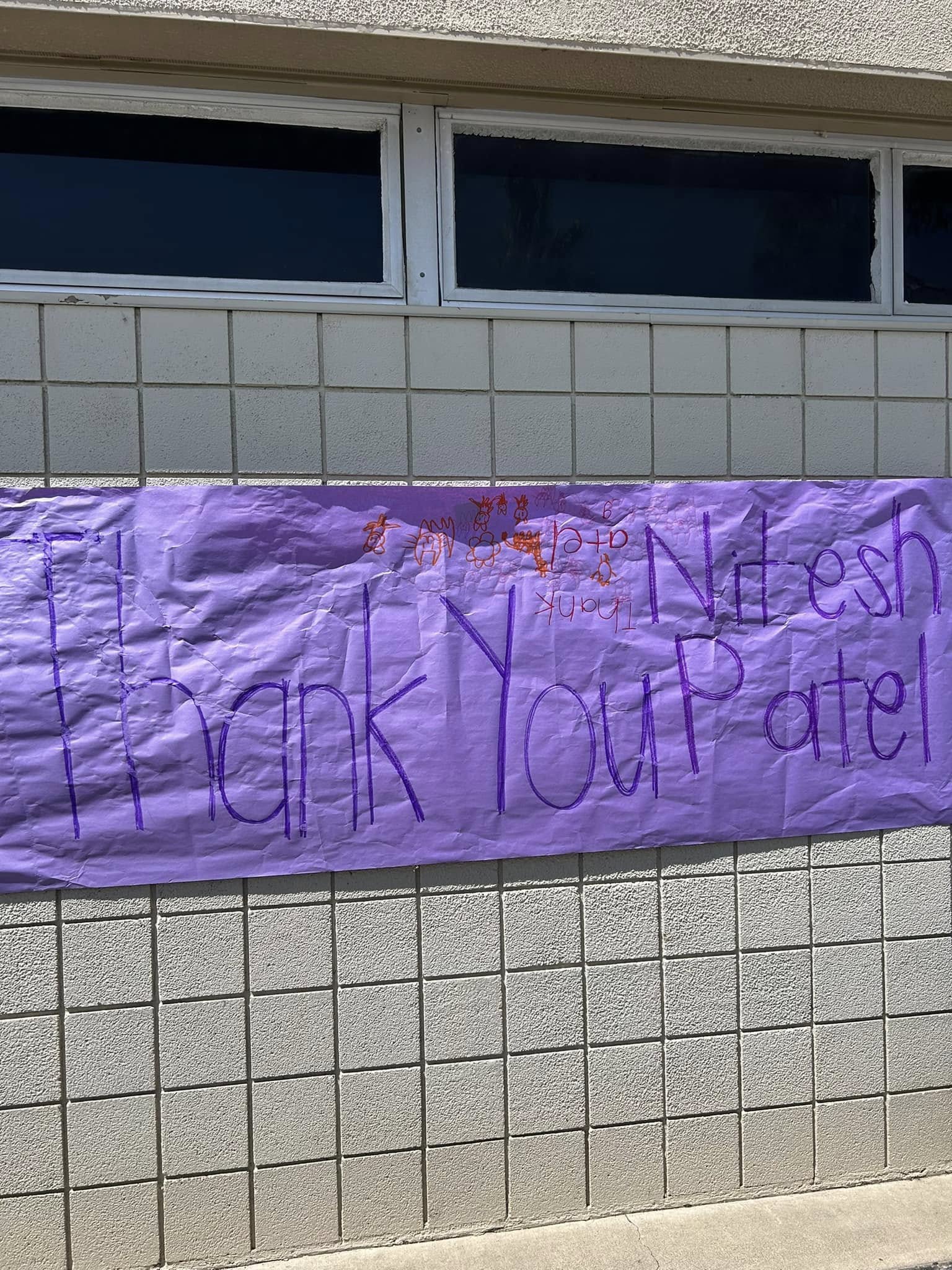 Thank-you banner recognizing community support